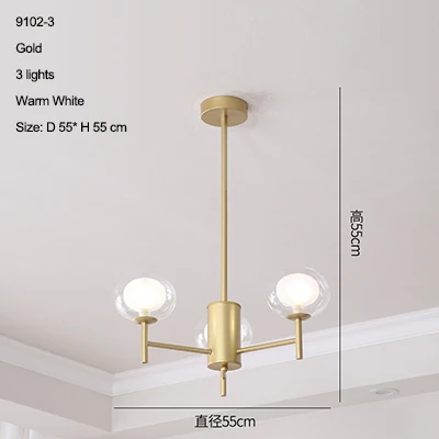 3 Light Gold Скандинавский простой 85-220 В светодиодный рулевой люстра черный и белый два цвета железная Люстра для столовой гостиной спальни - Lampshade Color: 3 Light Gold
