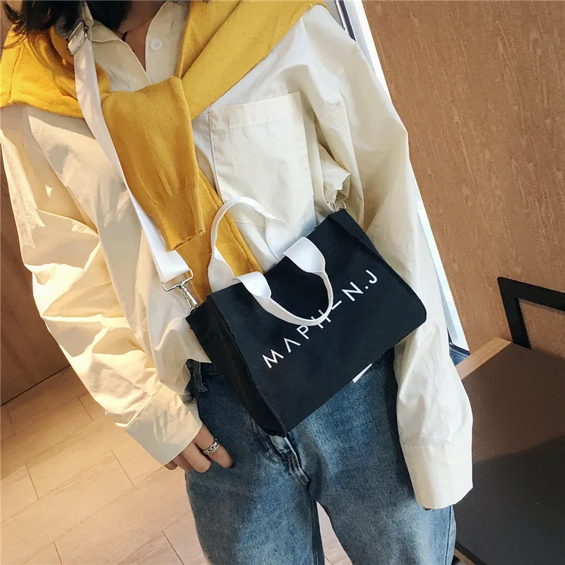 INS Harajuku-Style Ribbon Shoulder Bag Ulzzang Japanese-style Cloth Bag Hand School Bag Lettered Canvas Bag WOMEN'S Single-shoul