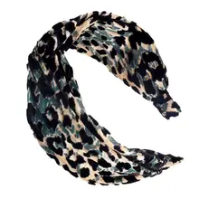 Tela de leopardo para el pelo con aro de malla anudada en un lado con decoraciones M7DD(China)