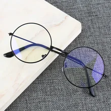 Lunettes de Protection des yeux transparentes de Style collège, à monture ronde en métal bleu, blocage de lumière bleue, Protection des yeux, jeu pour téléphone portable