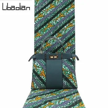 

high quality wax with hand bag african wax prints fabric 100% Cotton women hand bag african soft wax for sewing dress F207-16