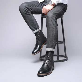 

Winter Men Snow Boots Warm Plush Plus Size 38-48 Men Boots Pointed Toe Winter Casual Leather Shoes Men Chelsea Boots h