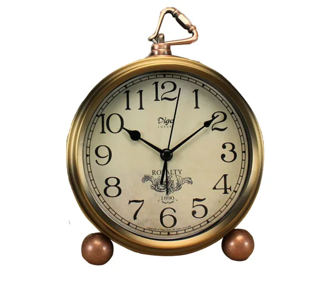 Горячие римские цифровые настольные часы ретро большие антикварные иглы винтажные будильники винтажные домашний Декор Ретро настольные часы - Цвет: Gold 2