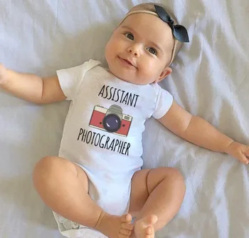 

New Style Assistant Photographer Camera Pattern Printed Baby Clothing Hot Selling Onesie Children wear