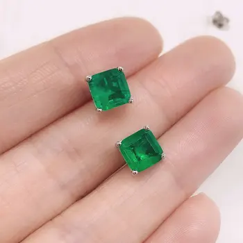 

luxury square green cz sterling silver small earring for women for 100% silver 925 jewelry