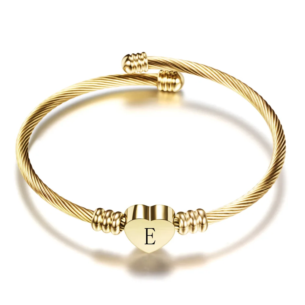 Mostyle золотой цвет нержавеющая сталь в форме сердца A-Z письмо браслет для женщин Прямая поставка