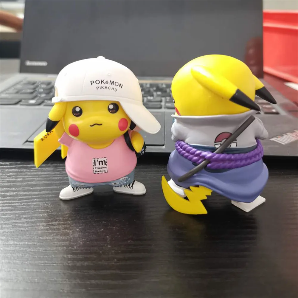 Anime Figures Pikachu Cute Toys Pokemon Cosplay Naruto Uchiha Sasuke Platelet Kawaii Kids Doll Pocket Monster Action Figma Model