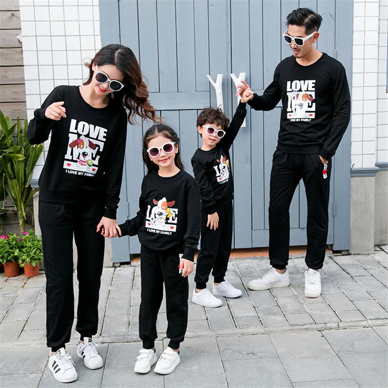 

2019 New Family Look Mommy and Me Clothes Cotton O-neck Long Sleeve