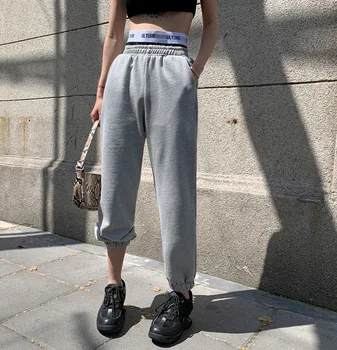 

High Waist Harem Pants Women Sweatpants Streetwear Jogger Casual Cargo Pants Plus Size Black Grey Summer Pants 2020 Hip Hop
