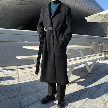 

2019 Autumn And Winter New Japanese Retro Thicken Circle Woolen Coat Fashion Casual Solid Lace Up Top Black / Brown S-XL