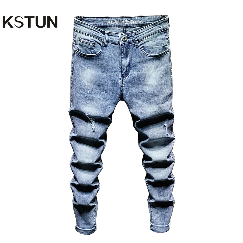 Ripped Jeans untuk Pria SLIM FIT Biru 
