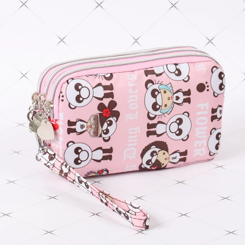 Pink Bear Женский кошелек трехслойная сумка с ремешком на запястье сумочки-клатчи на Молнии Милый мультяшный Кот Русалка многофункциональный Женский кошелек мини сумка - Цвет: Pink Bear
