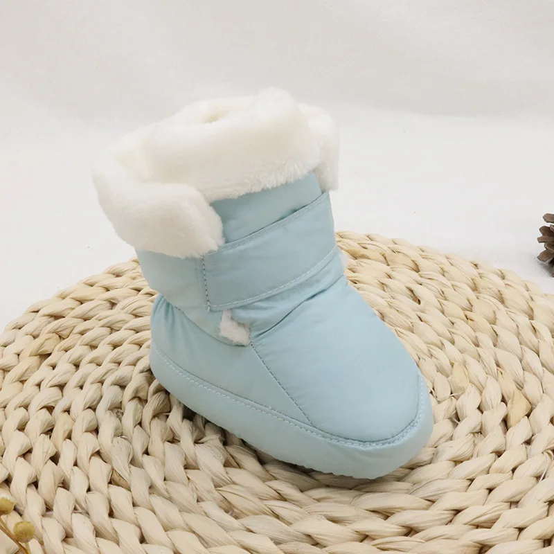 Mother Kids Baby Shoes First walkers Unisex Winter Warm Boots For Infant Baby Faux Fur Inner Snow Boots Toddler Prewalker Bootie - Цвет: Light Blue