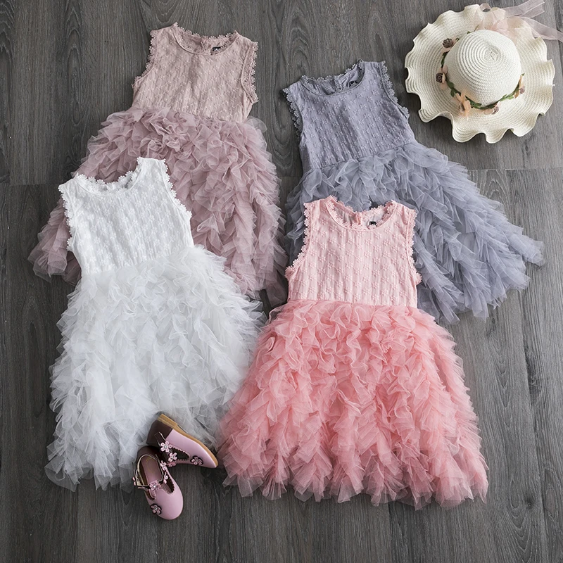 Летнее кружевное платье с цветочным узором для девочек; Детские платья принцессы для свадебной вечеринки; одежда для дня рождения; одежда для маленьких девочек