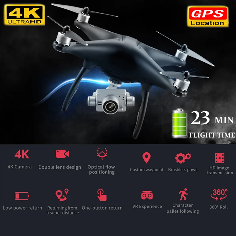 Дрон GPS 4K Профессиональная регулируемая камера Global Drone бесщеточный НЛО drony следуй