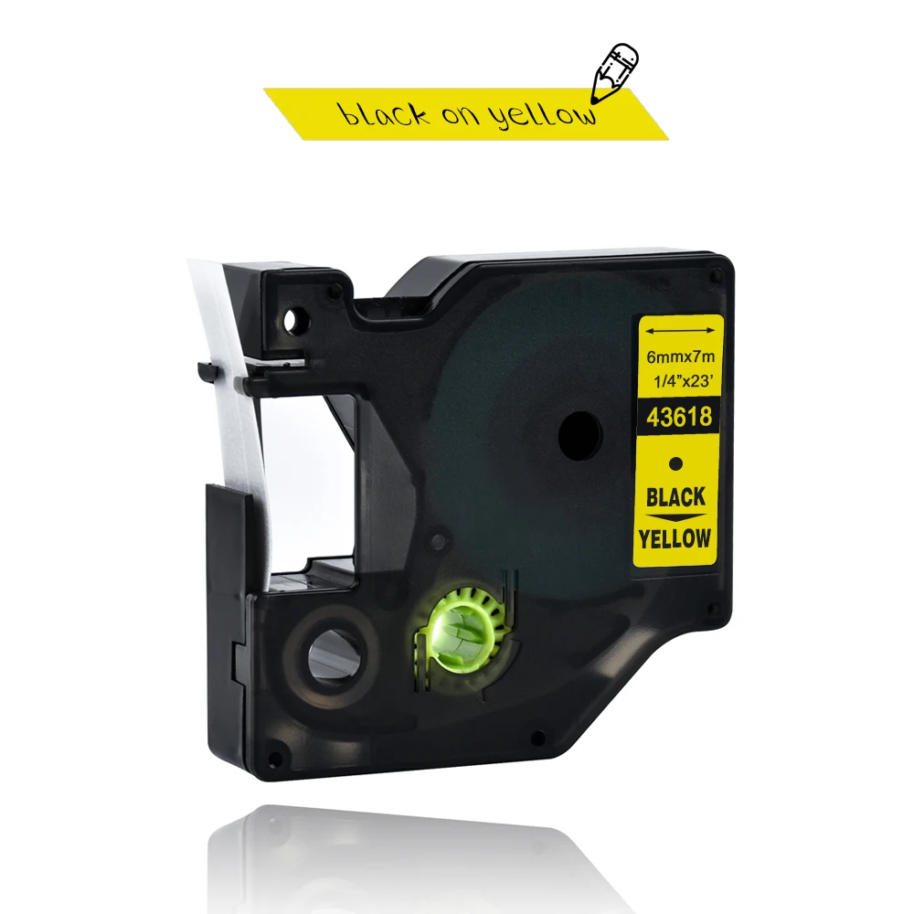 

Compatible Dymo D1 6mm Label Tape Black on Yellow 43618 Cassette Ribbons Tape for Dymo Label Manager 160 280 210