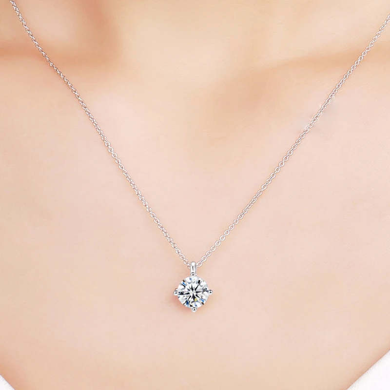 BOEYCJR 925 серебро 1ct/2ct F цвет Муассанит Снежный Цветок VVS элегантный свадебный кулон ожерелье для женщин Подарок на годовщину
