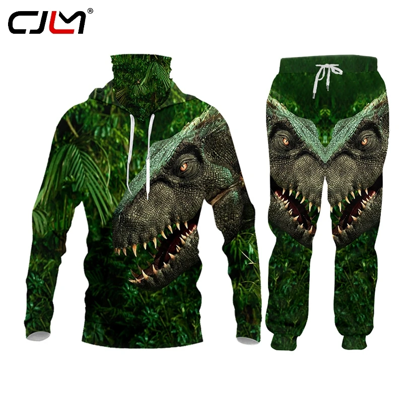 CJLM Brand 3D Anime Forest Dinosaur Men's Tracksuit Jacket Hoodie Sweatpants Joggers Harajuku Suit Sets Sweatshirt Plus Size