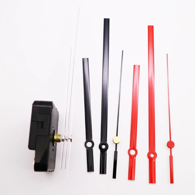 Quartz Wall Clock Movement Mechanism with Hands Battery Operated DIY Repair Tool Parts Replacement Kit Black/Red/Silver 5
