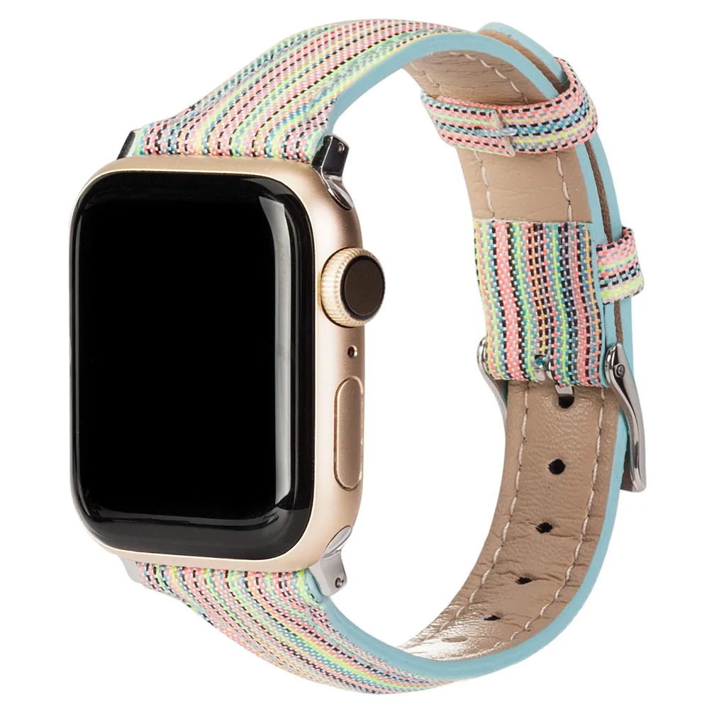 Плетеная холщовая ткань ремешок для Apple Watch 38 мм 40 мм 42 мм 44 мм Замена тканевая повязка спортивный ремешок для iWatch серии 5 4 3 2 1 - Цвет ремешка: multicolor