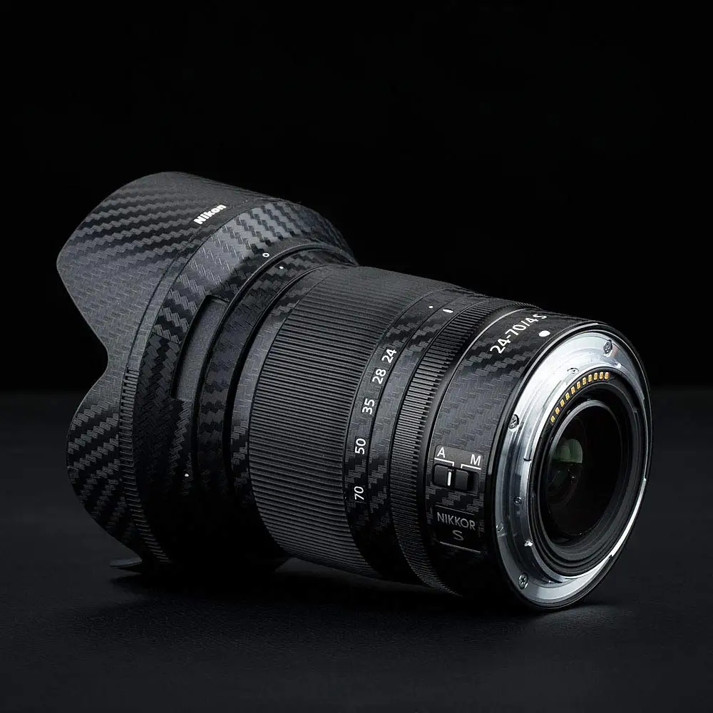 Anti-Scratch Camera lens Sticker Protector Carbon Fiber Film Kit for Nikon Nikkor Z 24-70mm f/4 S lens and HB-85 lens hood