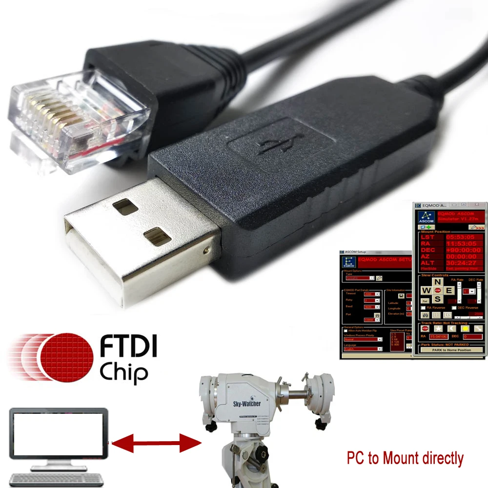Cable Mount Skywatcher EQ6 EQ5 Hand Controller ascom Driver AZEQ6 PC EQMOD To