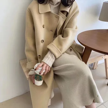 

2020 Autumn Winter wool coat double breasted Maxi coat