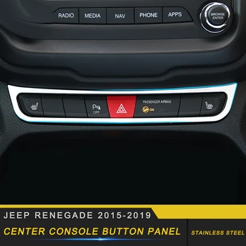 

For Jeep Renegade 2015-2019 Stainless Steel Car Middle Center Console Button Panel Cover Trim Frame Sticker Accessories