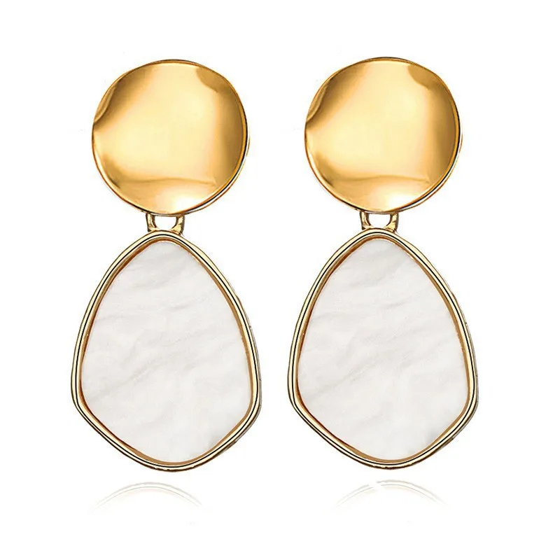 Resin Geometric Drop Earrings For Women Gold Color Fashion Jewelry Big Acrylic Geometric Oval Heart Earrings Jewelry Party - Окраска металла: CEDG1