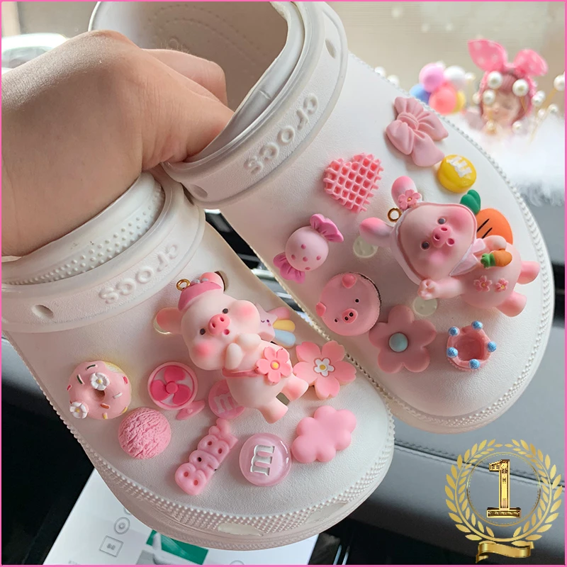 Lindo cerdo Rosa cocodrilo Charms DIY Anime calidad zapatos de mujer Decaration Jibb Croc zuecos hebilla niños niñas regalos|Decoraciones de calzado| - AliExpress