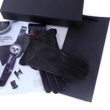 Модные роскошные брендовые зимние женские перчатки из натуральной овечьей кожи