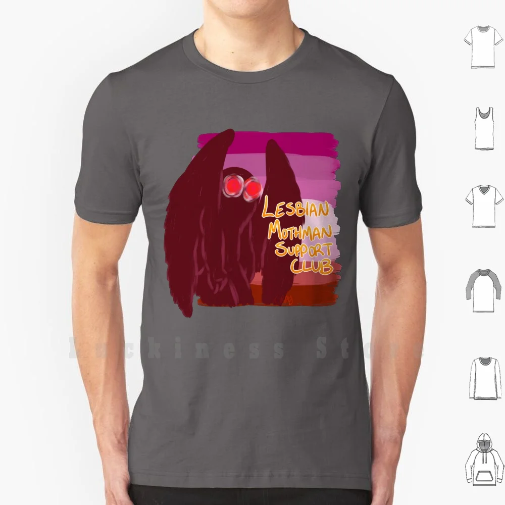 Mothman Support Club T Shirt Cotone Fai Da Te Big Size S-6Xl Wlw Sapphic Mothman Cryptid Pride Pride Pride