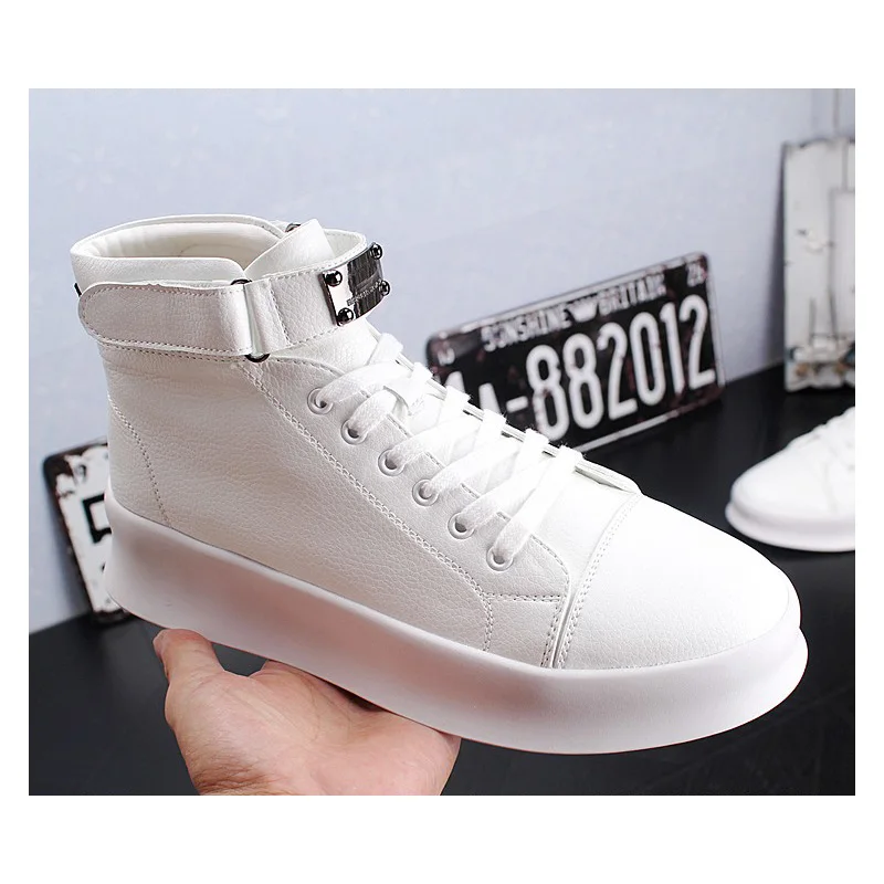 Metal Top High Leather Boots Men Thick Platform Red Bottom Casual Men Shoes Spring Autumn Leisure Sneakers Footwear Botas Hombre
