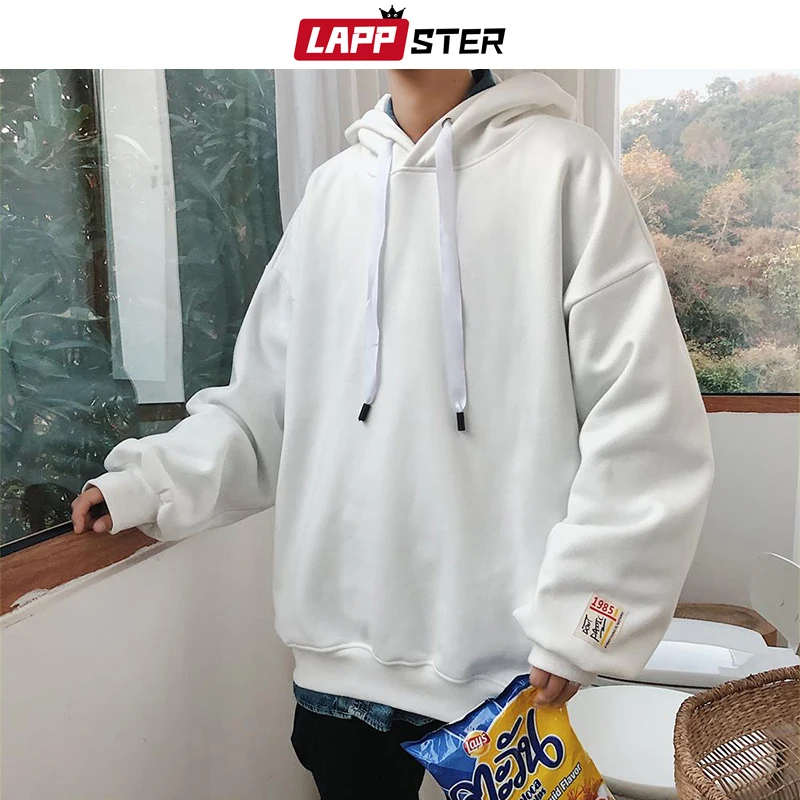 LAPPSTER Men Solid Fleece Streetwear Hooded Hoodies 2020 Autumn Men Oversized Hip Hop Harajuku Sweatshirts Korean Hoodie 5XL LAPPSTER Men Solid Fleece Streetwear Hooded Hoodies 2020 Autumn Men Oversized Hip Hop Harajuku Sweatshirts Korean Hoodie 5XL