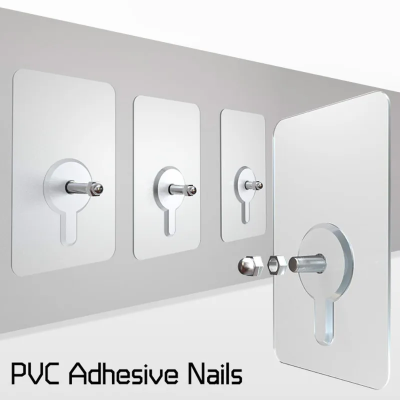2 pcs PVC adhesive nails wall poster Non-trace stick Wall Hook durable practical transparent strong screw Nail | Дом и сад