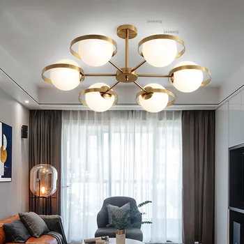 

Nordic LED Glass Loft Chandeliers Modern Luster Suspension Chandelier Lighting Living Room Creative Ceiling Lamps Light Fixtures