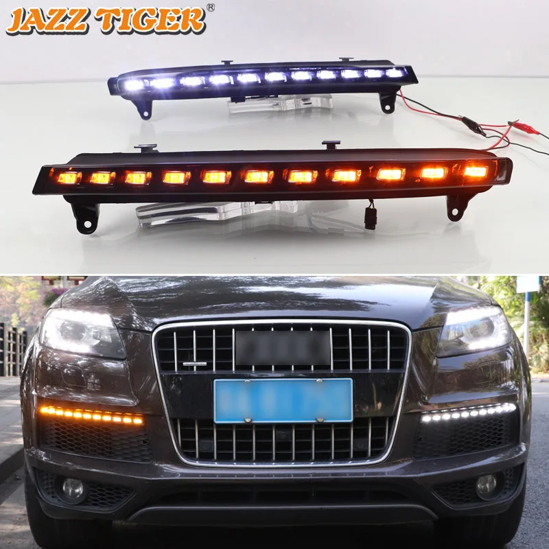 

12V Daytime running lights For Audi Q7 2010 -2014 2015 Dynamic LED Accessory Daylights Turn Signal Indicator Headlights