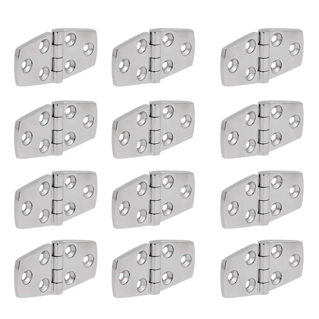12 Pieces Durable 316 Marine Stainless Steel Casting Strap Hinge Door Hinge for Boat Yacht RV