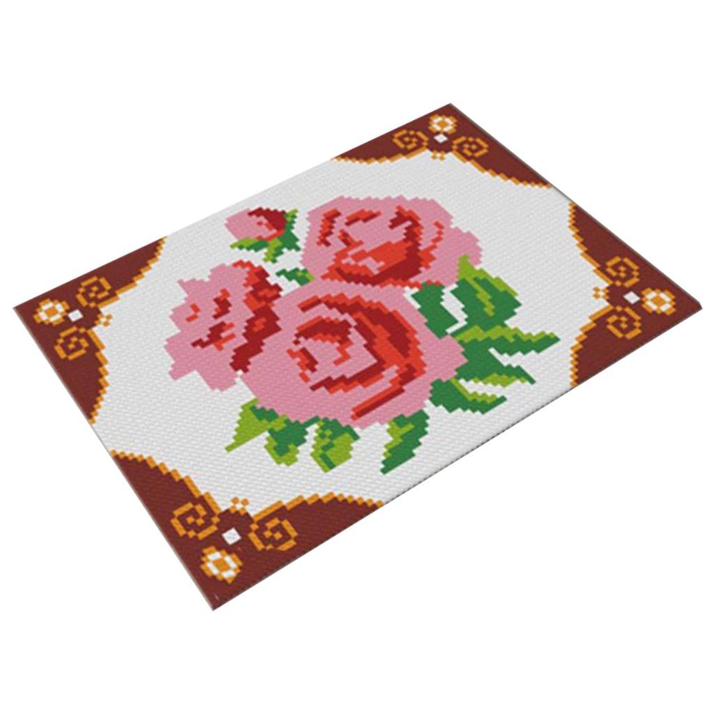 

Latch Hook Rug Kits - Big Flowers - Carpet Making - Latch Hook Cushion Cover Rug Making DIY with Printed Canvas Pattern