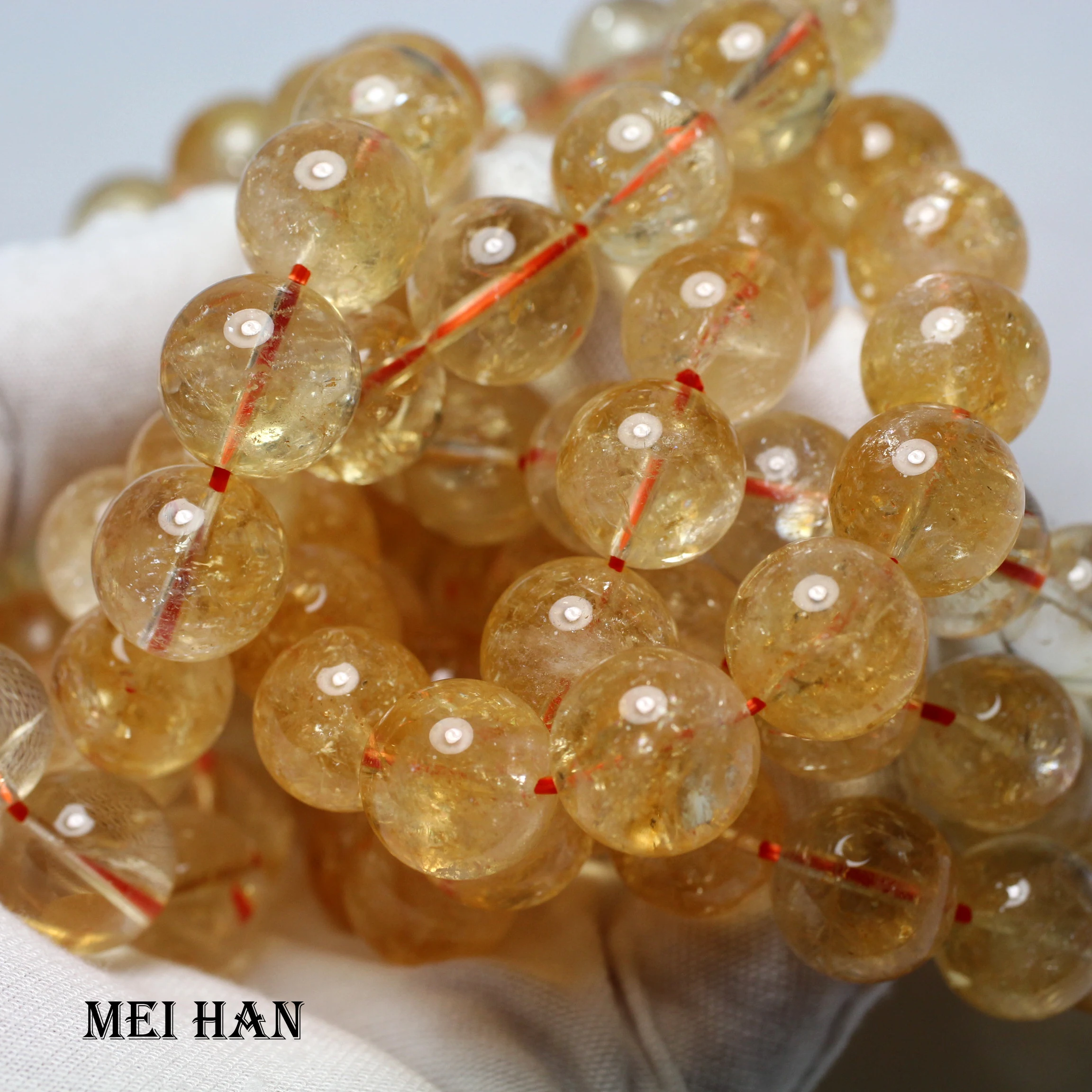 

Meihan Free shipping (16beads/set) natural citrine 13+-0.2mm smooth round beads for jewelry making design or gift