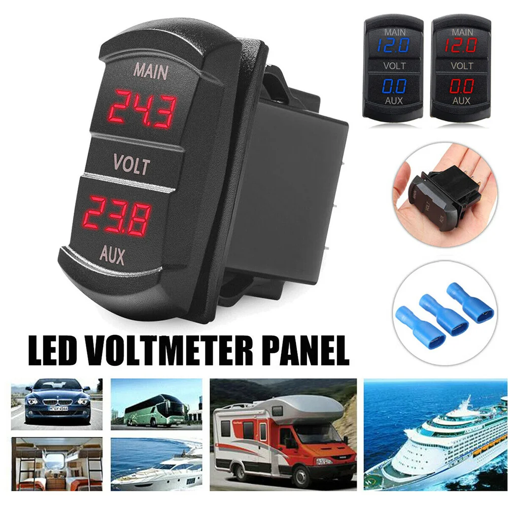 

Dual Voltmeter Voltage Battery Monitor LED Display Indicator 12V-24V Car Boat Modified Auto Motorcycle Voltage Test Instrument