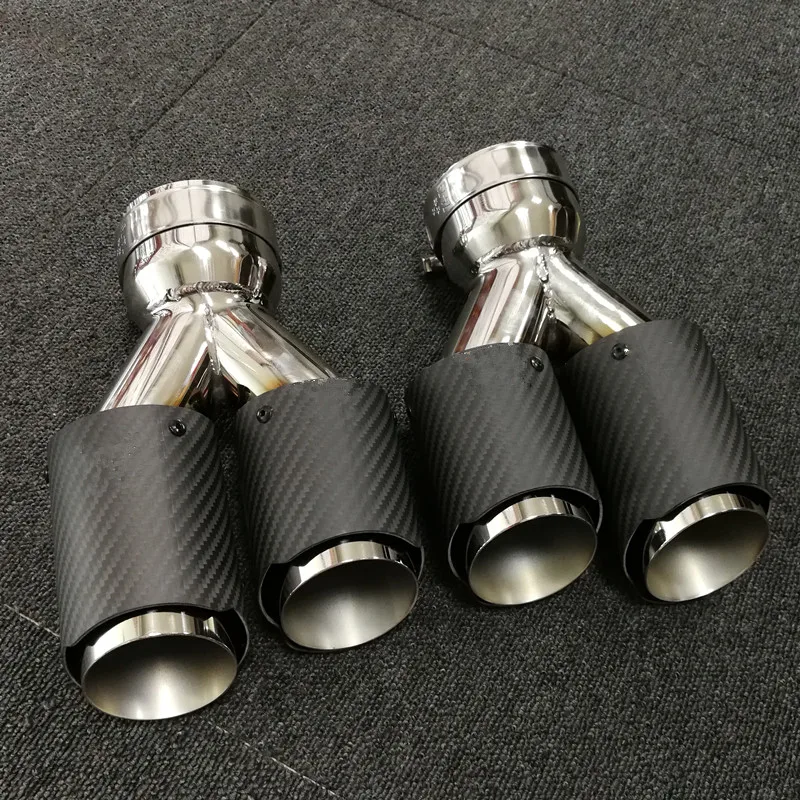 2 шт. двойной 3 ''в 3'' из нержавеющей машины Akrapovic углеродного волокна Выхлопной Трубы выхлопной трубы Akrapovic выхлопная насадка выхлопной трубы