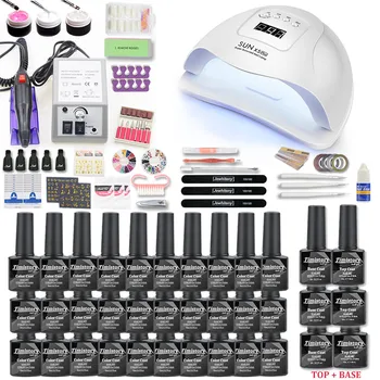 

Nail set 80W UV LED Lamp Gel Nail Polish Set kit Gel Varnish Manicure Electric Nail Drill Manicure Sets Nail Art Tools