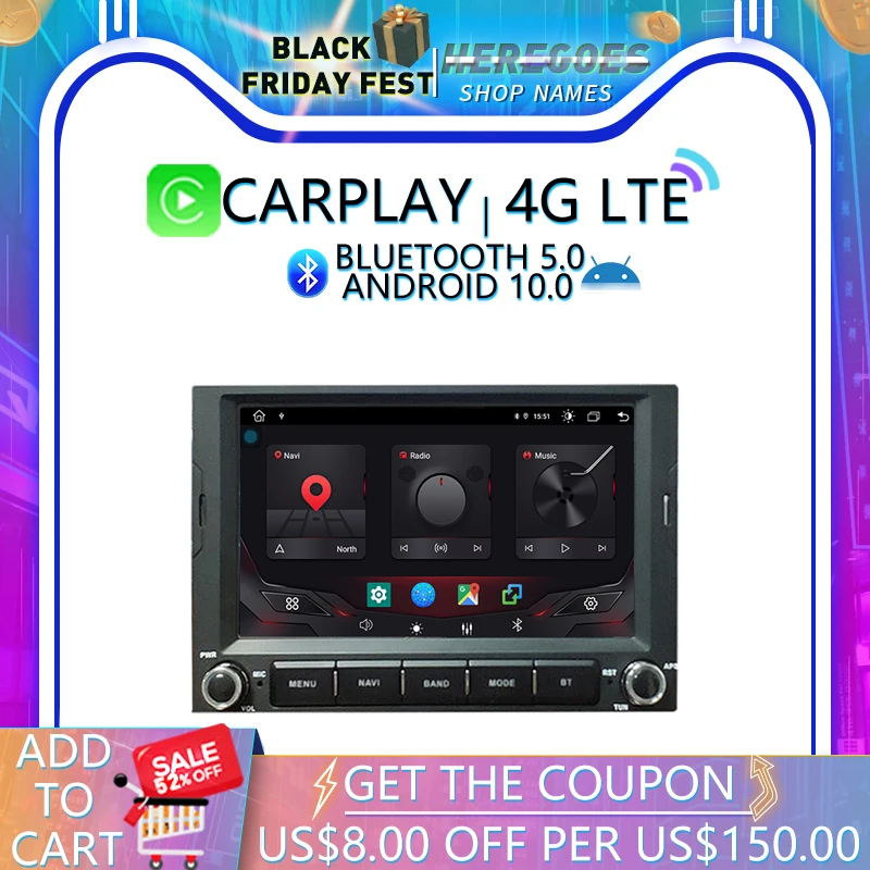 Carplay DSP Android 10 4G LTE Car DVD Player GPS Map Bluetooth Radio For PEUGEOT 3008 5008 Partner CITROEN Berlingo 2010 - 2016 |