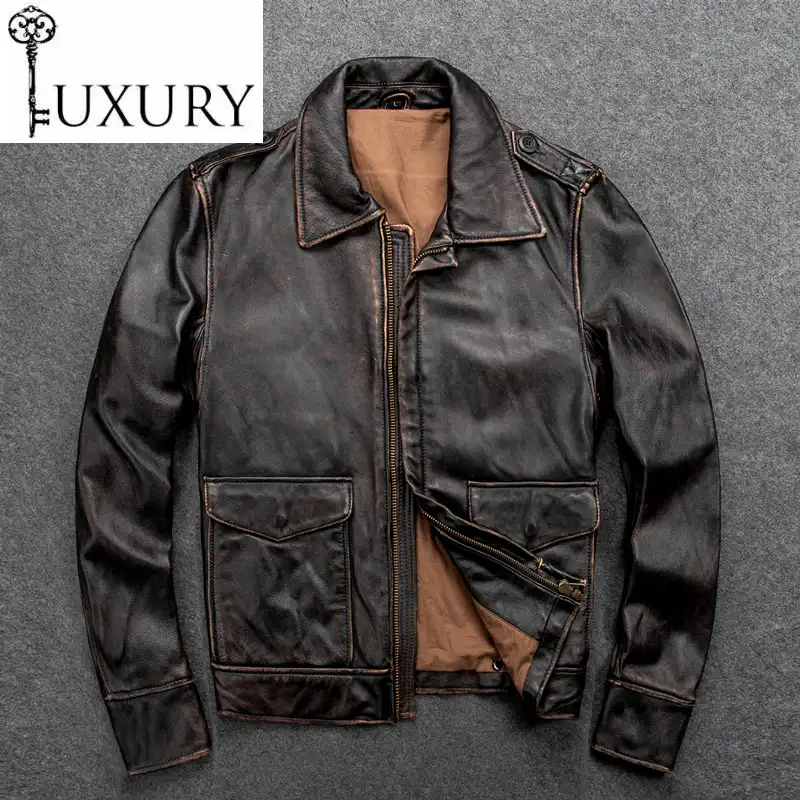 jaqueta de couro genuine leather