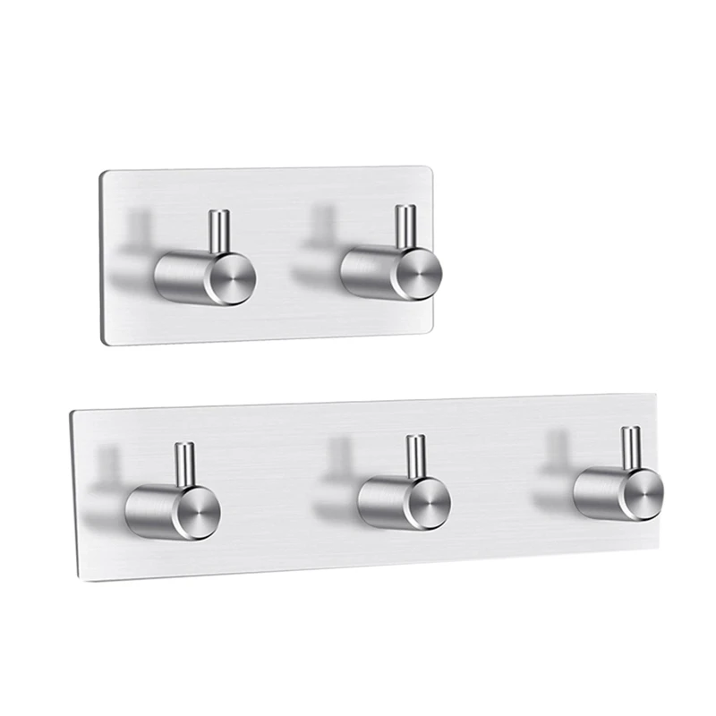 

Bathroom Robe Towel Hooks,Stainless Steel Peel Stick Hooks 3M Self Adhesive Wall Robe Key Coat Towel Hooks Hanger for Kitchen