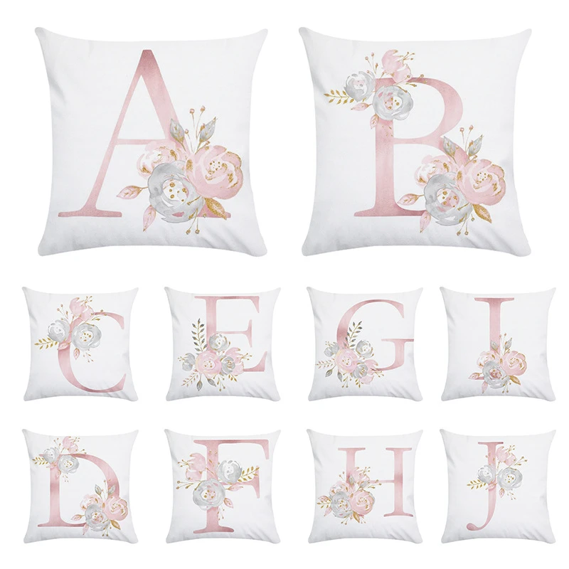 

Pink Letter Decorative Pillow Cushion Cover Pillowcase Sofa Polyester Pillowcase Cushion Cover Home Decoration