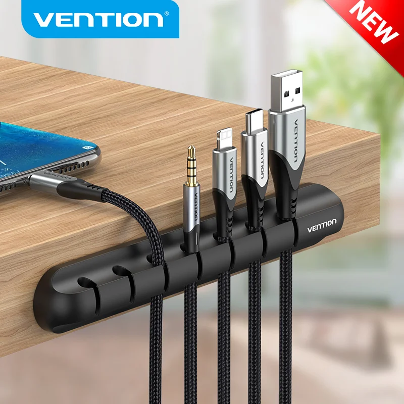 Vention Cable organizador personalizado Cable USB de silicona soporte escritorio coche de Clips para datos auricular ratón organizador de Cable