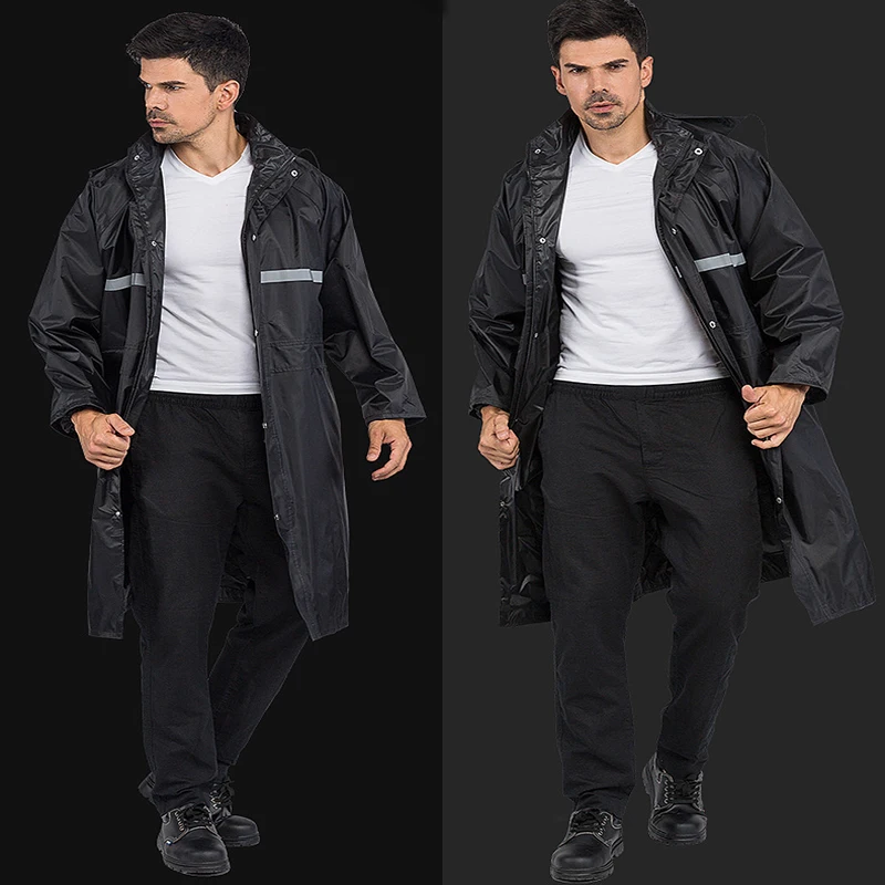 

Stylish EVA Black Adult Raincoat Outdoor Men's Long Thicken Style Hiking Poncho Environmental rain coat