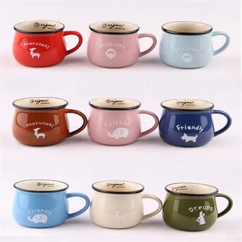 

Creative Simple Breakfast Milk Cup Potbellied Milk Juice Coffee Mug Custom Ceramic Coffee Mug Travel mk50